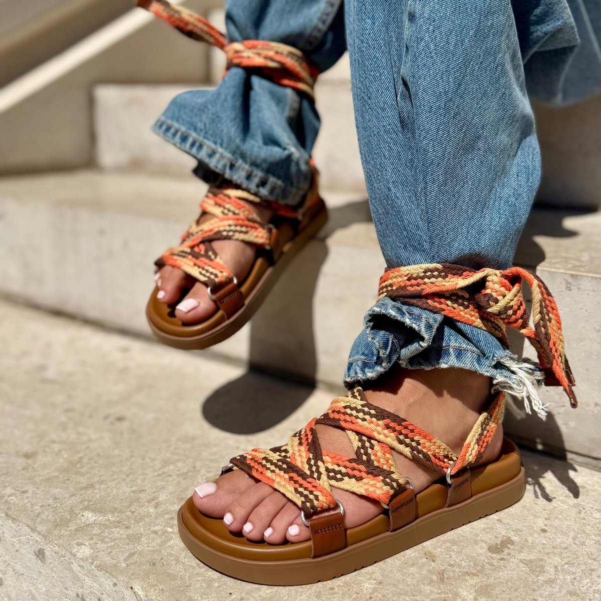 Sandales Tropéziennes Sandales A Lacets Cheville Sandale Compensee