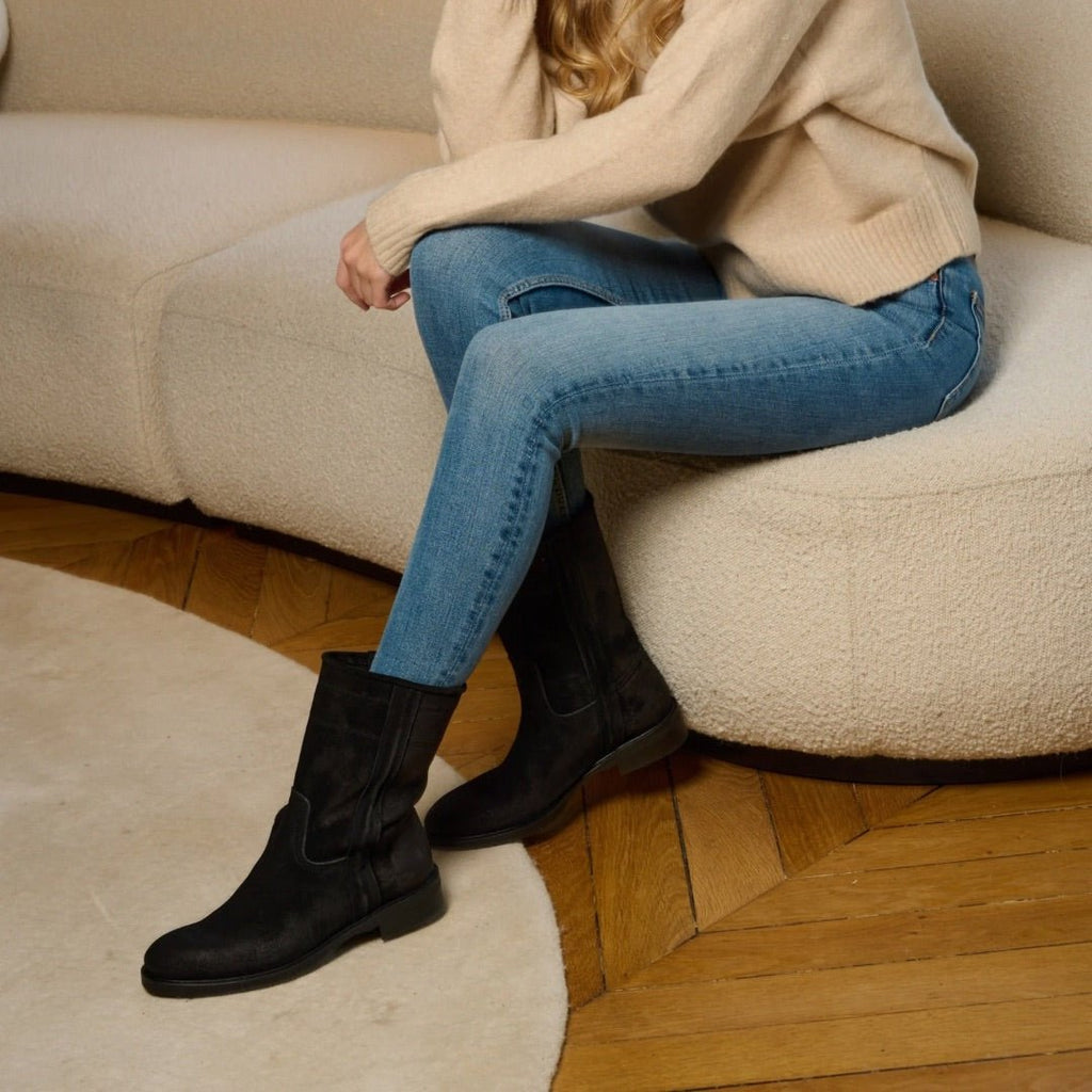 Charly – Bottes Cavalières Camarguaises en Cuir - Pastelle Boutique36noir
