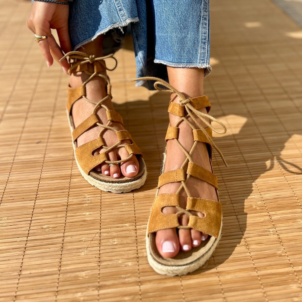 Cindy – Sandales Femme à Lacets, Semelle Corde avec Voûte