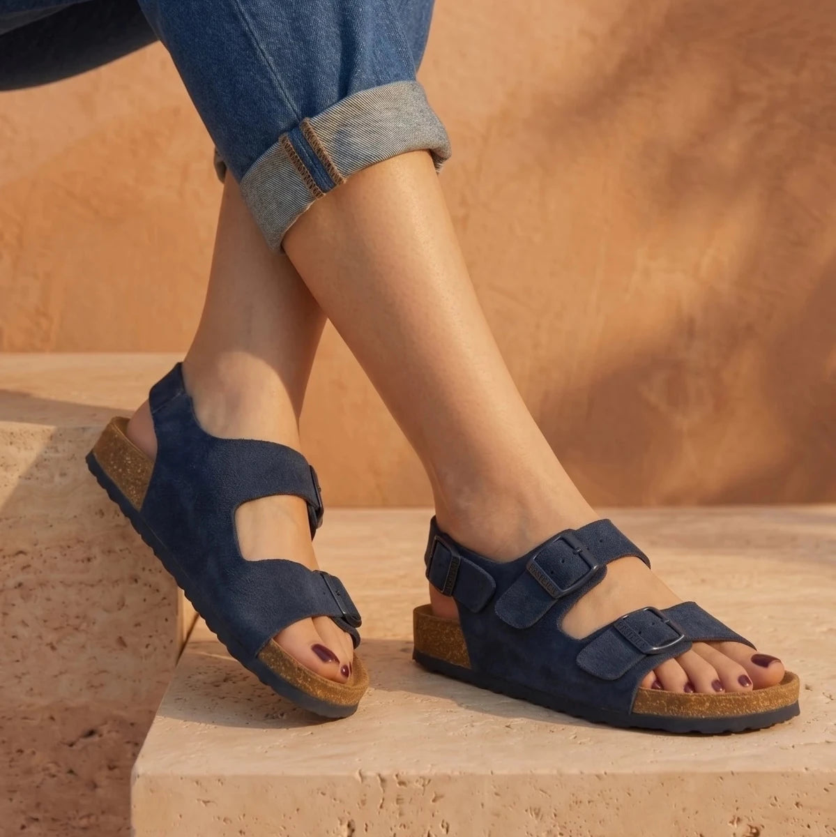 Jeanet – Sandales Femme en Cuir Suède et Boucle Ajustable | Pastelle ...