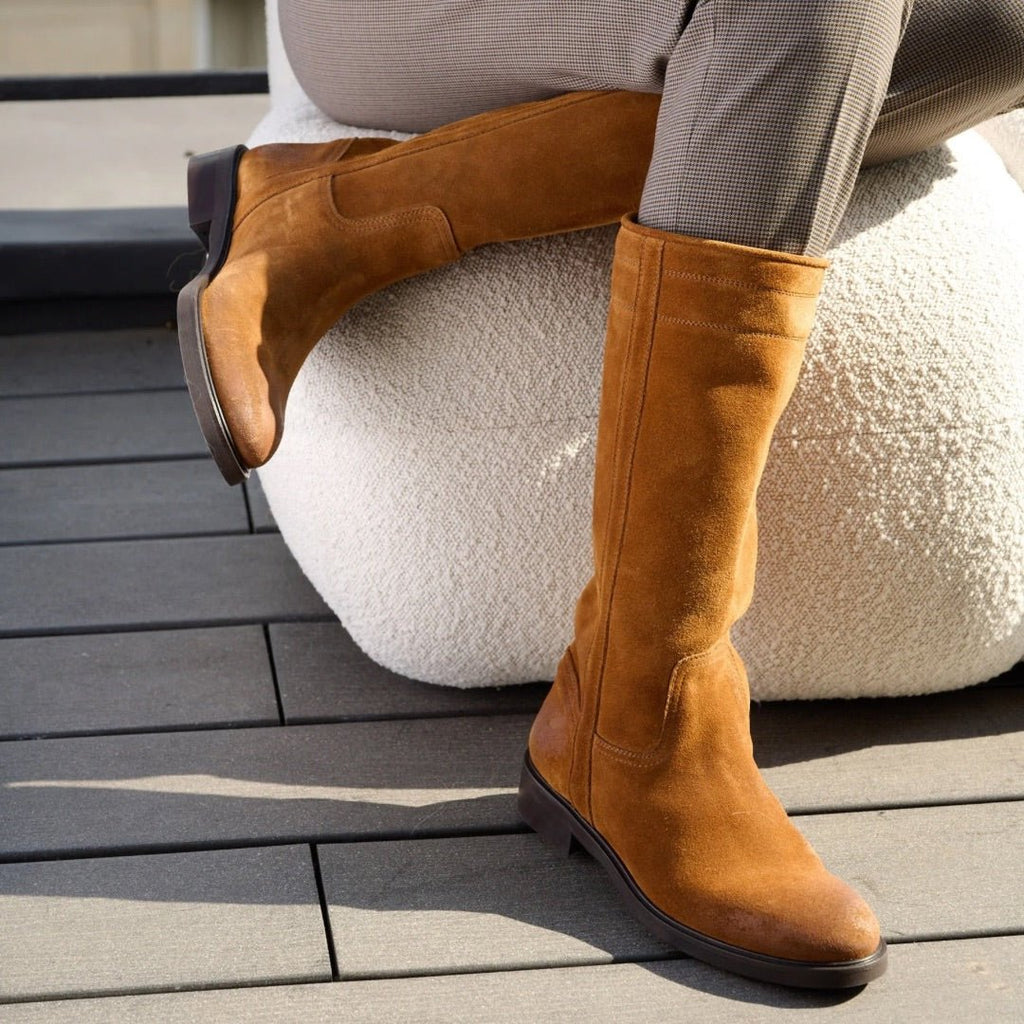 Mélissa – Bottes Cavalières Hautes à Enfiler - Pastelle Boutique36Camel