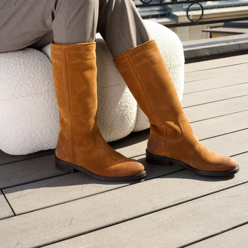Mélissa – Bottes Cavalières Hautes à Enfiler - Pastelle Boutique36Camel