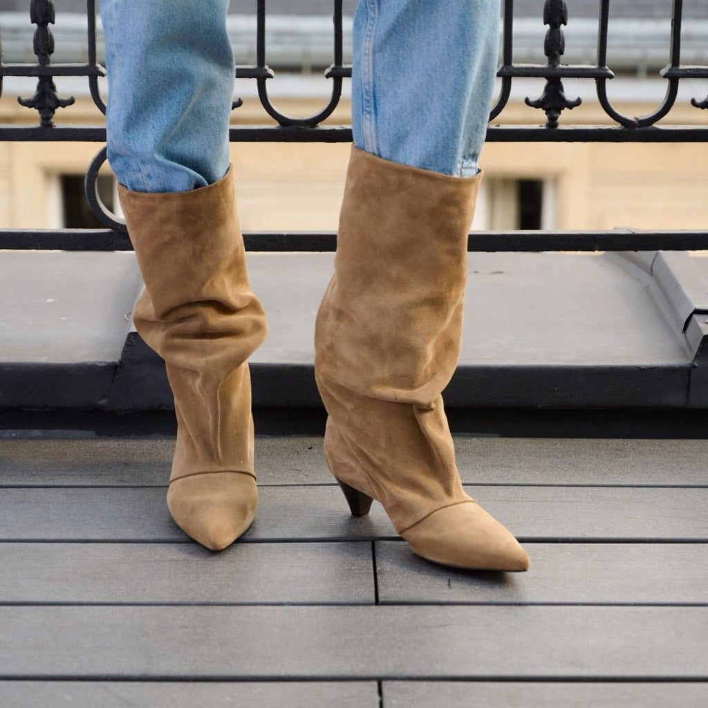 Nolween – Bottes Montantes à Petit Talon - Pastelle Boutique36Taupe